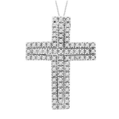 9ct White Gold 0.50ct Diamond 2-Piece Slider Cross Pendant