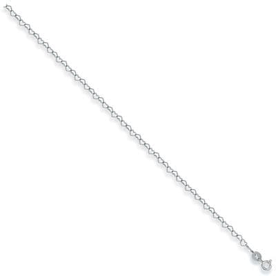 9ct White Gold 10 Inch Heart Shaped Anklet