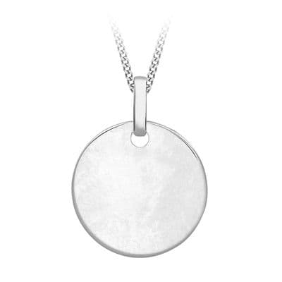 9ct White Gold 14mm Plain Round Disc Pendant
