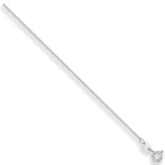 9ct White Gold 18 Inch 1mm Box Chain