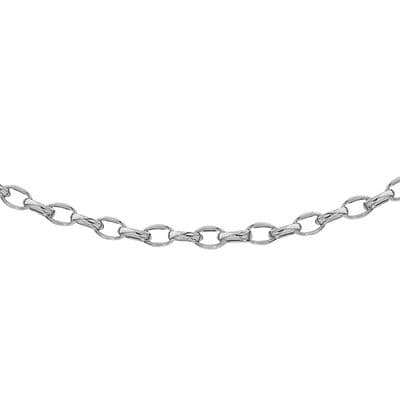 9ct White Gold 18 Inch 2.1mm Oval Belcher Chain