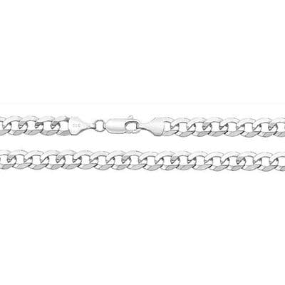 9ct White Gold 18 Inch 7mm Flat Bevelled Curb Chain