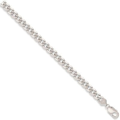 9ct White Gold 18 Inch 8mm  Bevelled Curb Chain