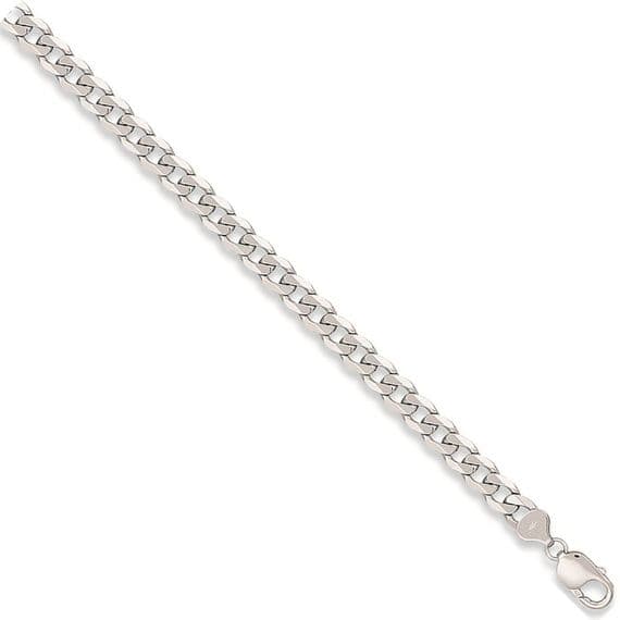 9ct White Gold 22 Inch 8mm Bevelled Curb Chain