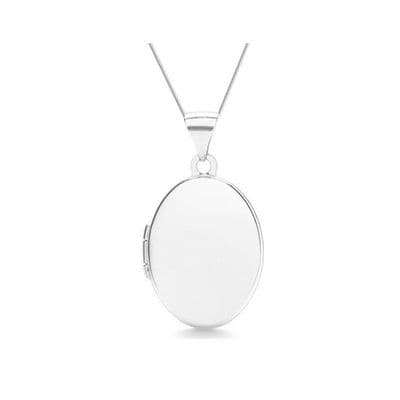 9ct White Gold 24mm x 14mm Plain Oval Locket
