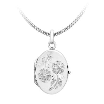9ct White Gold 28mm Daisy Oval Locket