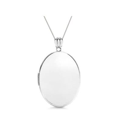 9ct White Gold 44mm x 27mm Plain Oval Locket