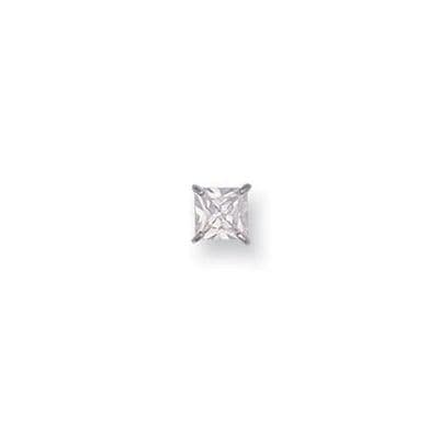 9ct White Gold 6mm Claw Set Princess Cut Cubic Zirconia Gents Stud Earring