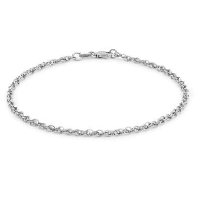 9ct White Gold 7 Inch 2.1mm Prince Of Wales Bracelet