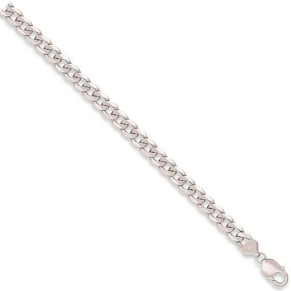 9ct White Gold 7 Inch 5.5mm Bevelled Curb Bracelet