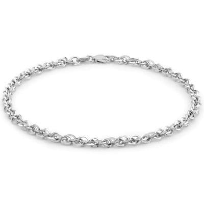 9ct White Gold 7.5 Inch 3.1mm Prince Of Wales Bracelet