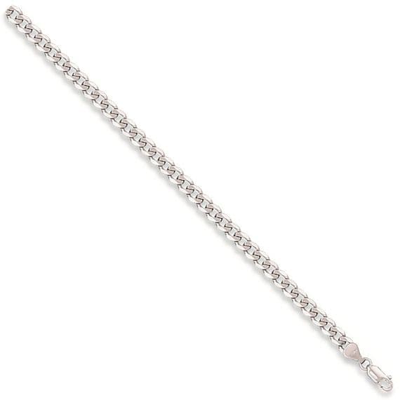 9ct White Gold 8 Inch 4.7mm Bevelled Curb Bracelet