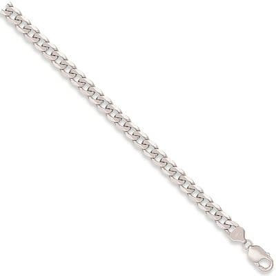 9ct White Gold 8 Inch 5.5mm Bevelled Curb Bracelet