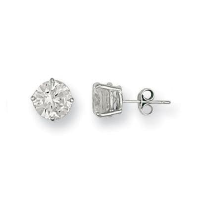 9ct White Gold 8mm Claw Set Cubic Zirconia Stud Earrings