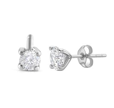 9ct White Gold Boys 0.075ct Claw Set Diamond Stud Earring