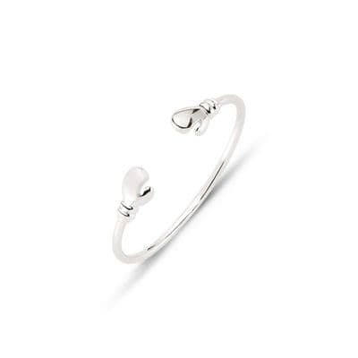 9ct White Gold Childrens Boxing Gloves Torque Bangle