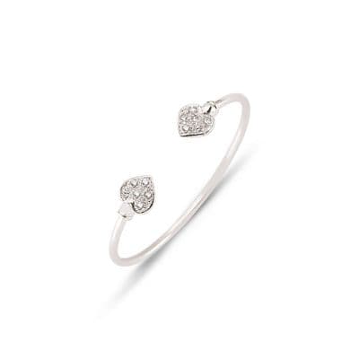 9ct White Gold Childrens CZ Hearts Torque Bangle
