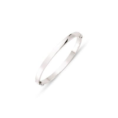 9ct White Gold Childrens Plain Hinged Bangle