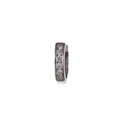 9ct White Gold Cubic Zirconia Channel Set Mens Huggie  Earring