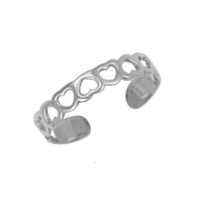 9ct White Gold Cut Out Hearts Toe Ring