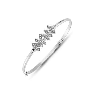 9ct White Gold CZ Nan Bangle