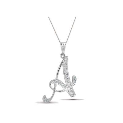 9ct White Gold Diamond Fancy Initial Pendant