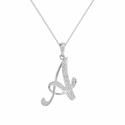 9ct White Gold Diamond Fancy Initial Pendant