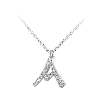 9ct White Gold Diamond Initial Adjustable Necklace