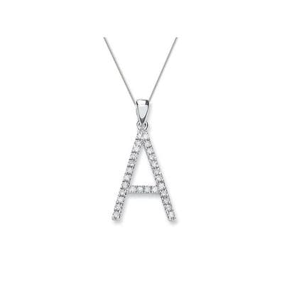 9ct White Gold Diamond Initial Pendant