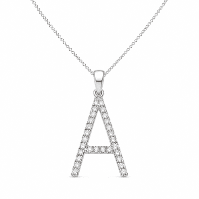 9ct White Gold Diamond Initial Pendant