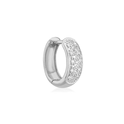 9ct White Gold Diamond Pave Set Mens Huggie Earring