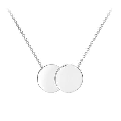 9ct White Gold Double Disc Coin Adjustable Necklace