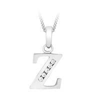 9ct White Gold Initial CZ Set Letter Pendant
