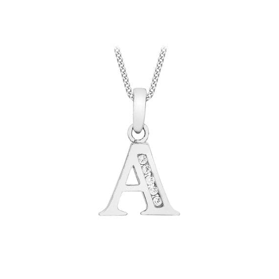 9ct White Gold Initial CZ Set Letter Pendant
