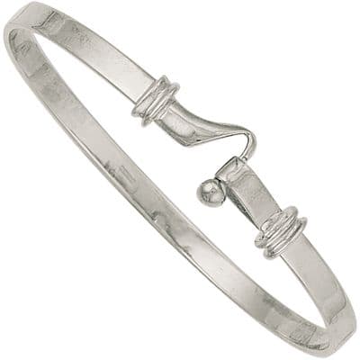 9ct White Gold Mens Hook Bangle
