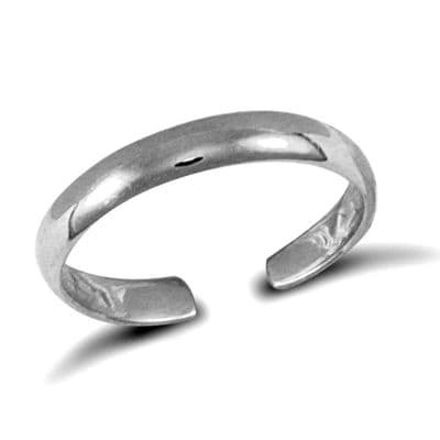 9ct White Gold Plain D-Shape Toe Ring