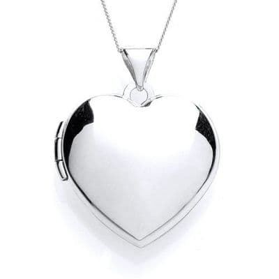 9ct White Gold Plain Heart Locket