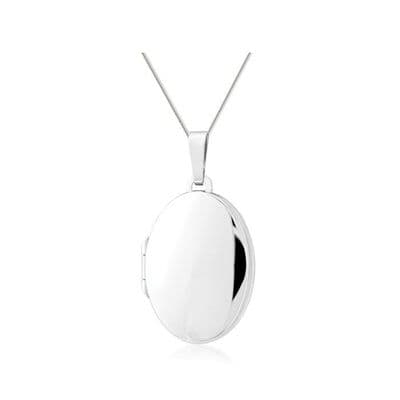 9ct White Gold Plain Oval Family Locket