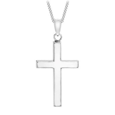 9ct White Gold Small Plain Cross