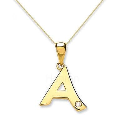 9ct Yellow Gold 0.01ct Diamond Initial Pendant