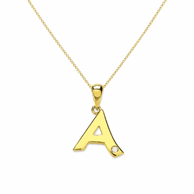 9ct Yellow Gold 0.01ct Diamond Initial Pendant