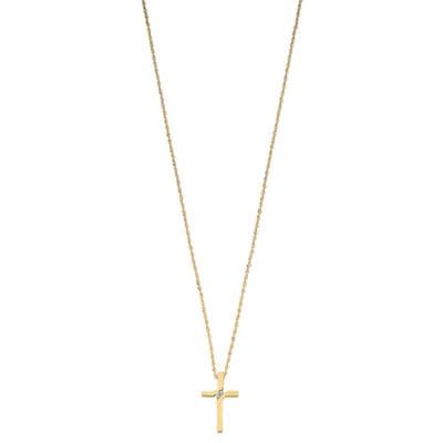 9ct Yellow Gold 0.04ct Diamond Cross Pendant