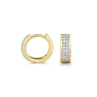 9ct Yellow Gold 0.15ct 13mm Diamond Mens Huggie Earring