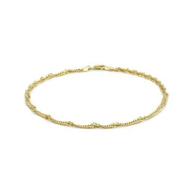 9ct Yellow Gold 10 Inch Twist Curb Chain Anklet