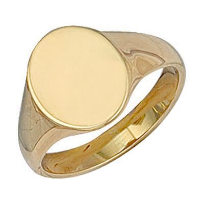 9ct Yellow Gold 11.4mm x 14mm Plain Oval Signet Ring