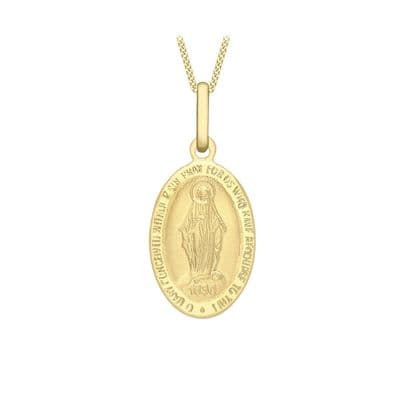9ct Yellow Gold 11mm x 23mm Miraculous Medallion Oval Pendant