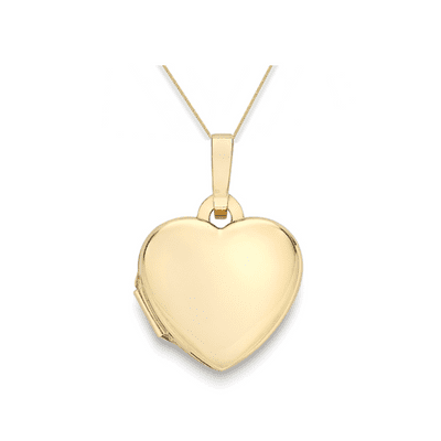 9ct Yellow Gold 12mm Plain Heart Locket