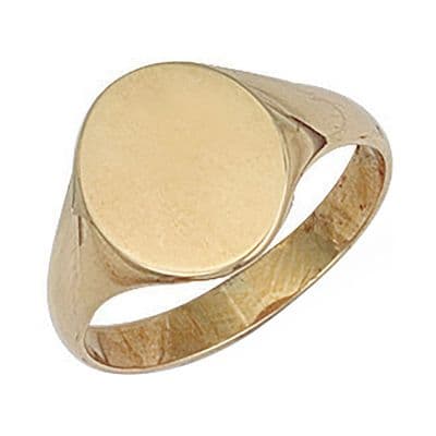 9ct Yellow Gold 12mm x 13mm Plain Oval Signet Ring