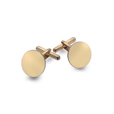 9ct Yellow Gold 15mm Round Swivel Backed Cufflinks