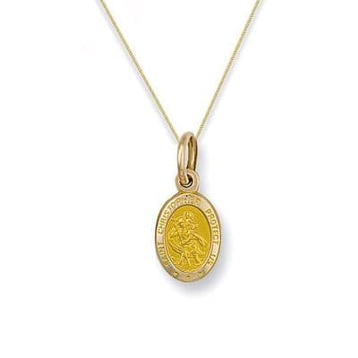 9ct Yellow Gold 15mm St Christopher Oval Pendant